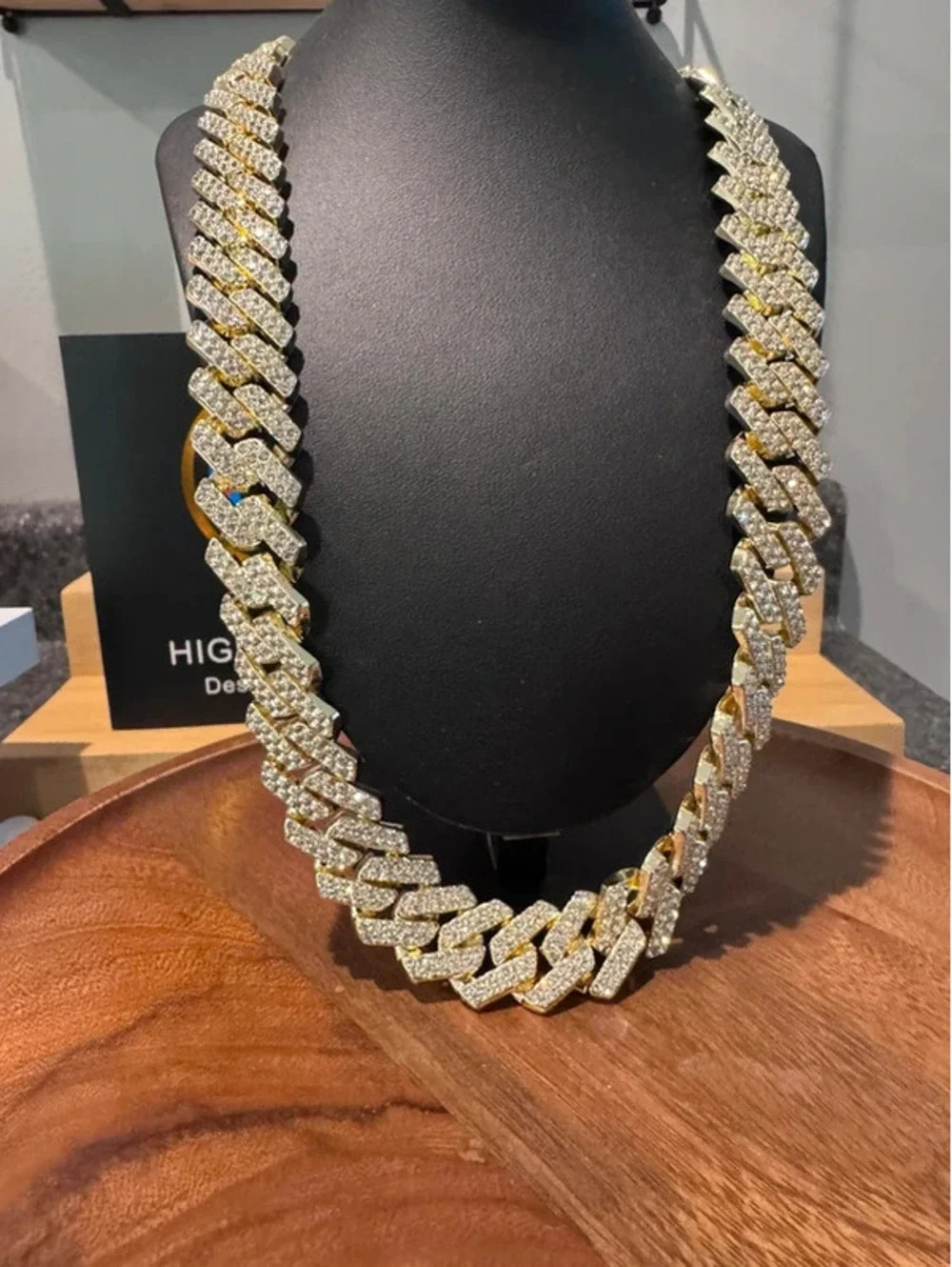 24” AJ Gold Tone Iced Cuban Link Chain Necklace – 7 oz